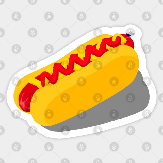 Fly On Hotdog Sticker by EZPAINT